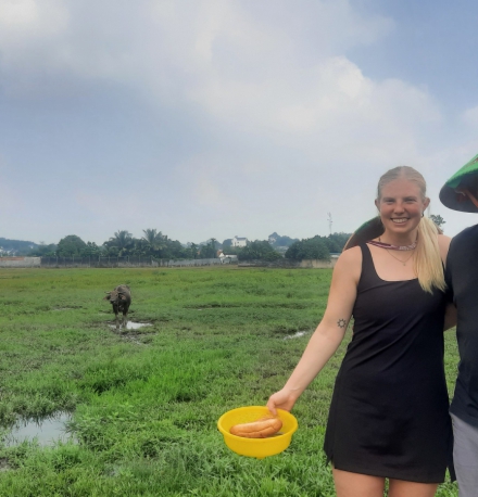 exploring  organic farm , exploring  vietnamese cuisines  with  Lovely couple from American