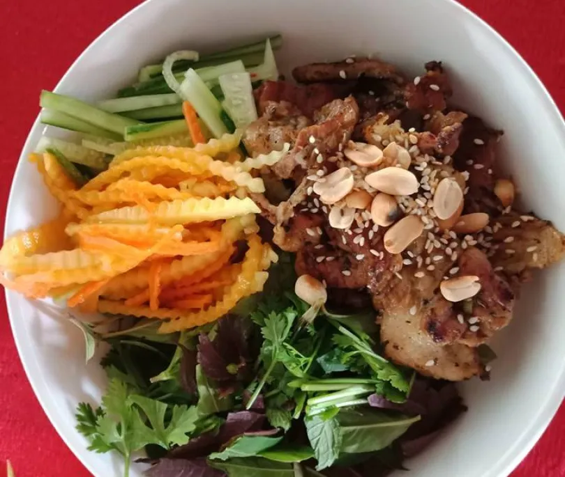 BBQ Pork on fresh Rice Noodle