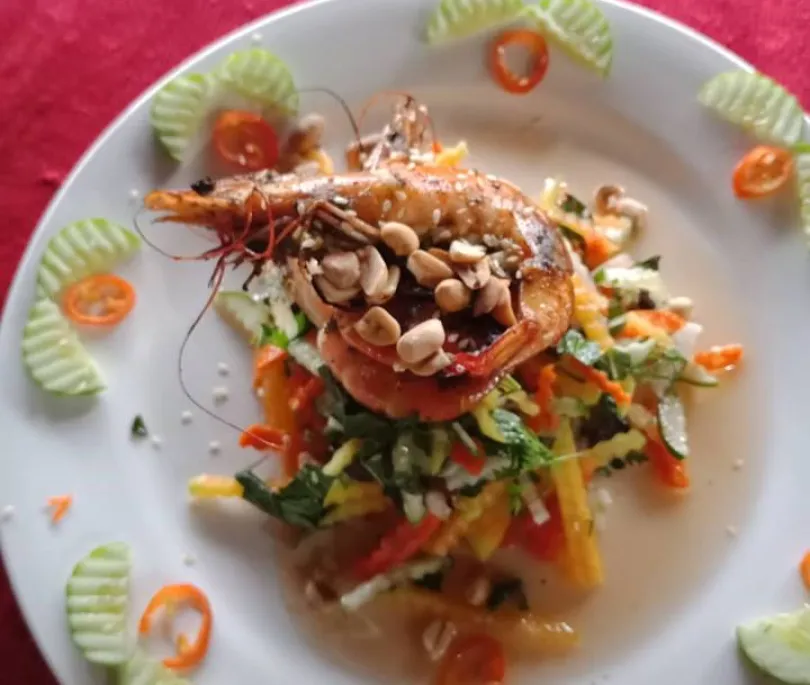 Cucumber Salad with BBQ Prawn