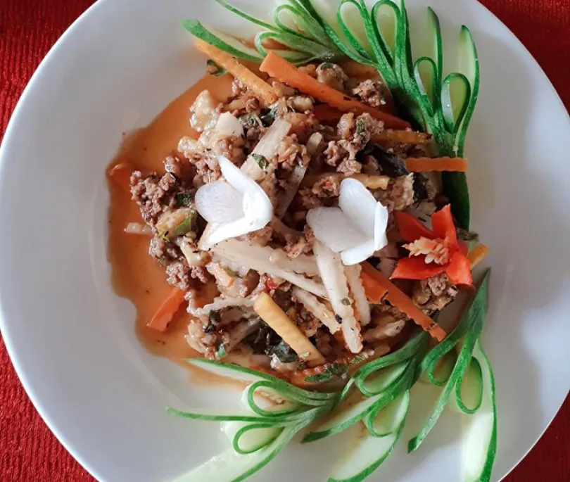 BBQ Eggplants Salad with pork minced