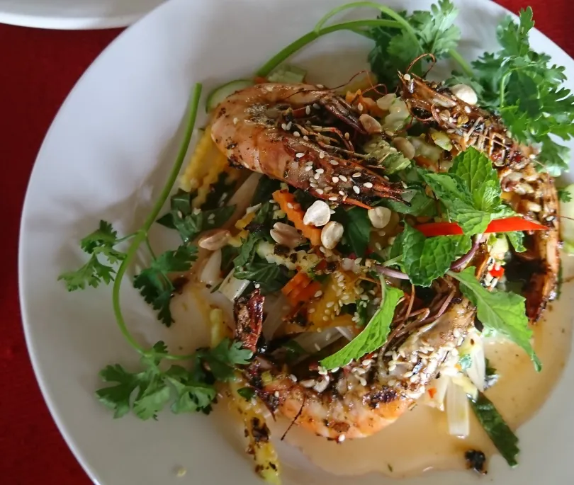 BBQ Prawn on Papaya Salad