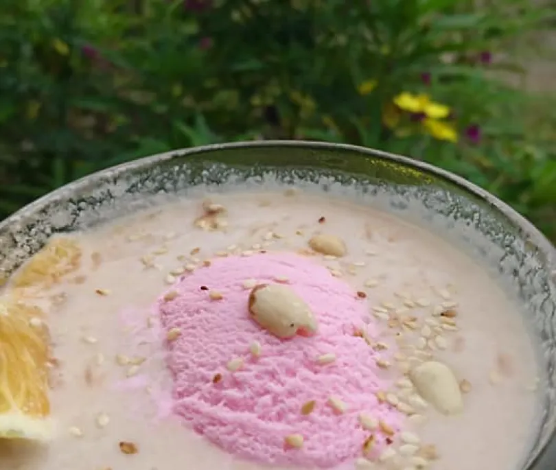 Orange , Tamarind juice with strawberry cream