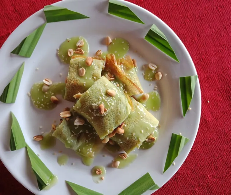 Pandan Pancake with Coconut Milk