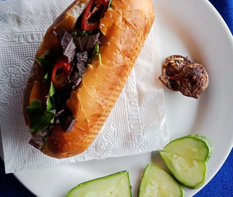 Vietnamese Vegan Baguette with BBQ Fake Beef