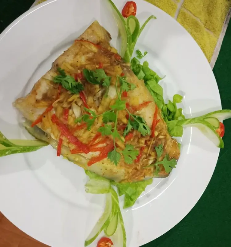 BBQ Fish with Ginger ,Lemongrass wrap with Banana Leaves