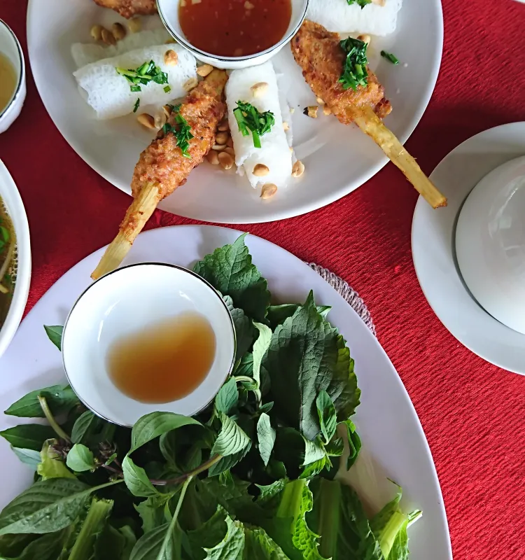 BBQ Sugar Cane stuffed with Prawn and Pork