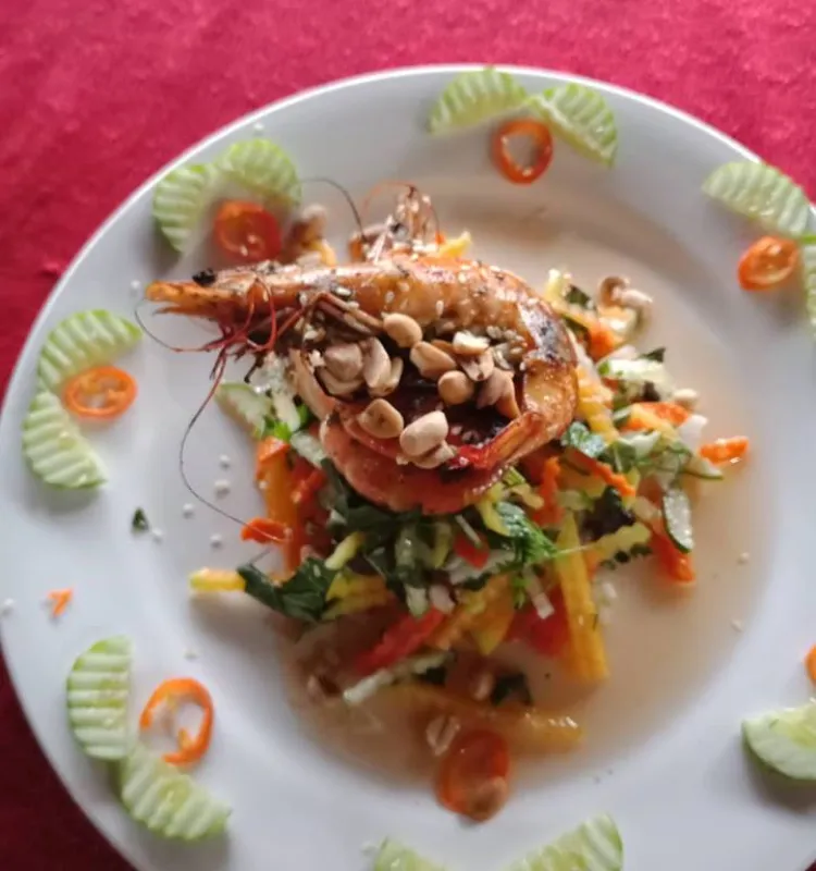 Cucumber Salad with BBQ Prawn