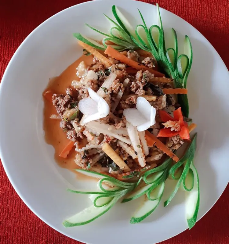 BBQ Eggplants Salad with pork minced