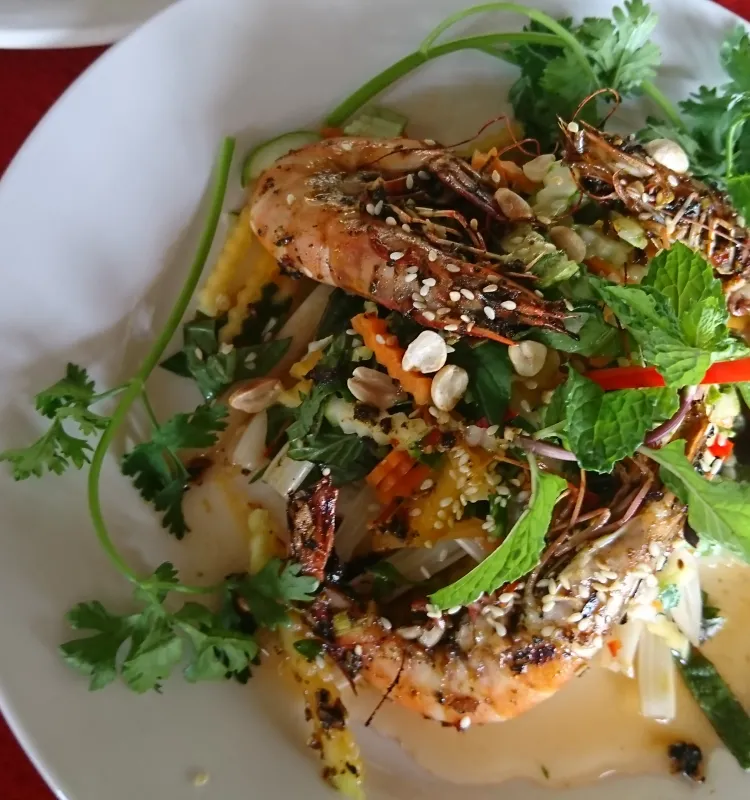 BBQ Prawn on Papaya Salad