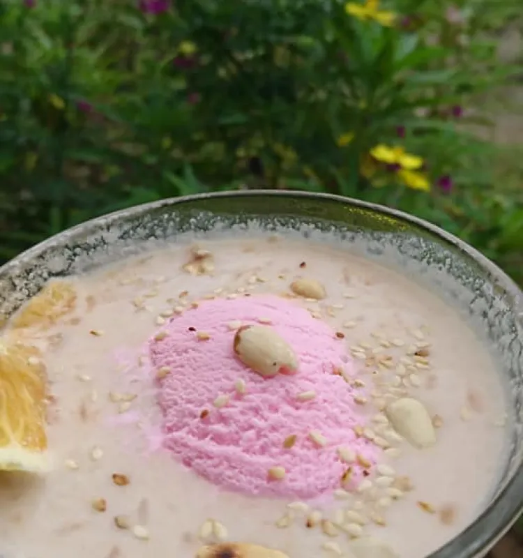 Nước ép cam me với kem dâu