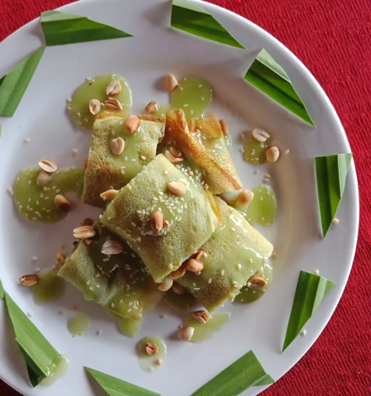 Pandan Pancake with Coconut Milk