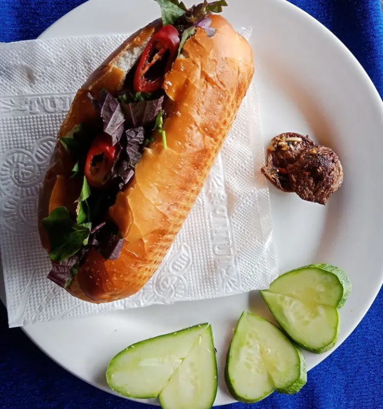 Vietnamese Vegan Baguette with BBQ Fake Beef